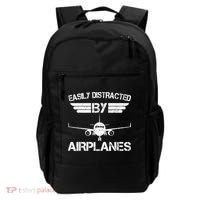 Easily Distracted By Airplanes Aviation Pilot Airplane Lover Backpack thumb 0