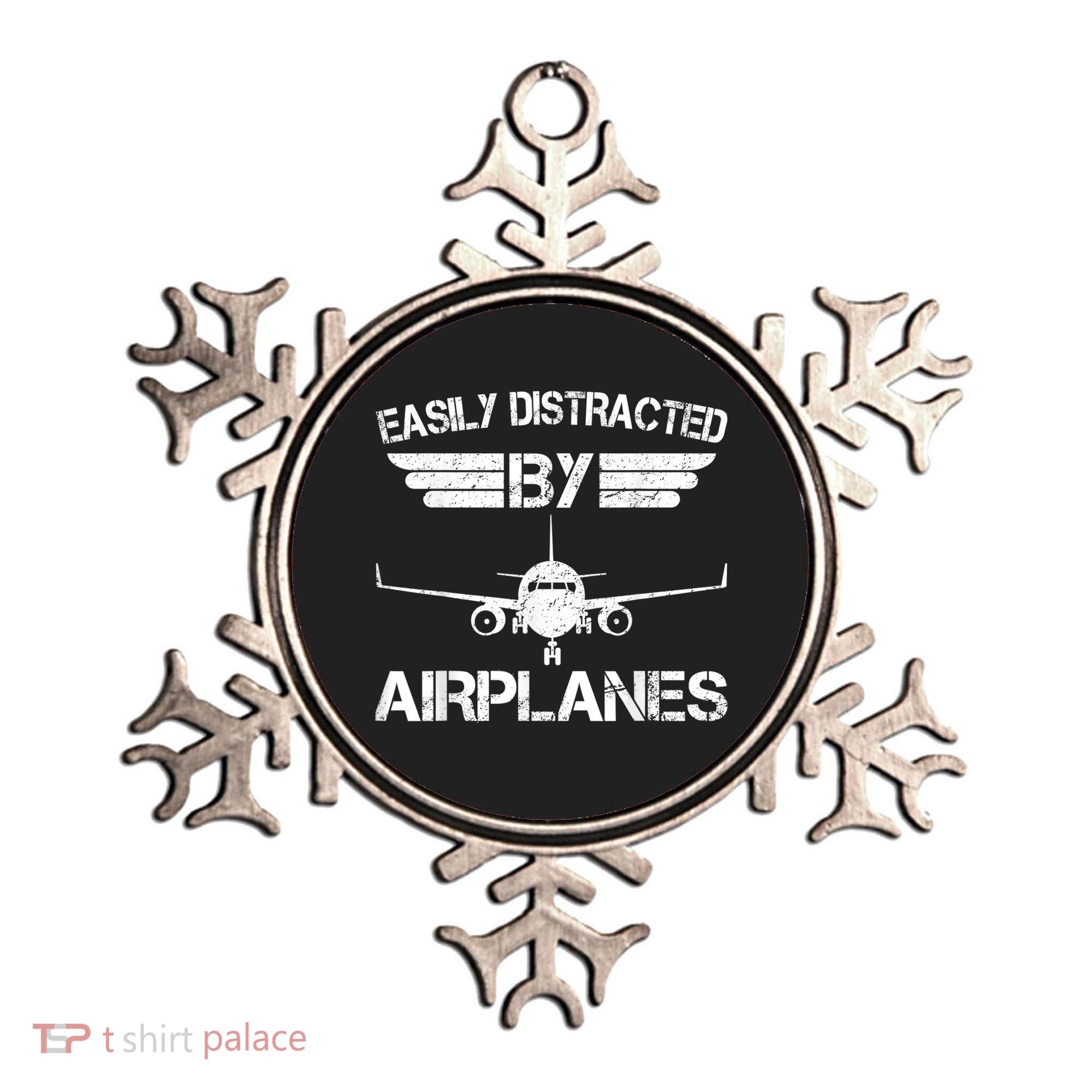 Easily Distracted By Airplanes Aviation Pilot Airplane Lover Ornament