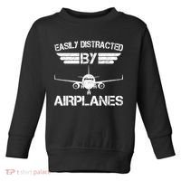Easily Distracted By Airplanes Aviation Pilot Airplane Lover Toddler Sweatshirt thumb 0