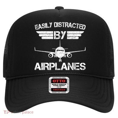 Easily Distracted By Airplanes Aviation Pilot Airplane Lover Hat