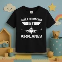 Easily Distracted By Airplanes Aviation Pilot Airplane Lover Toddler T-Shirt thumb 3