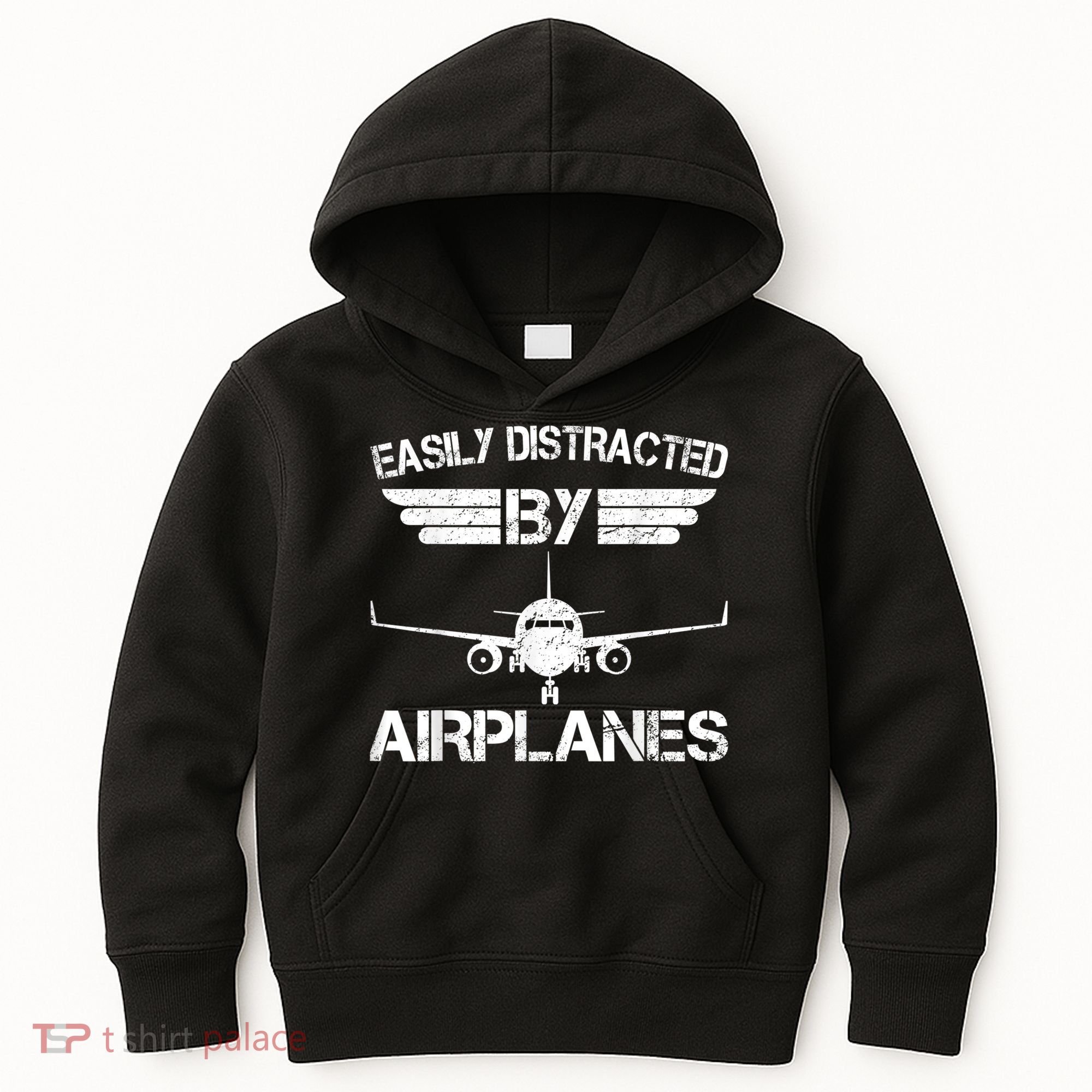 Easily Distracted By Airplanes Aviation Pilot Airplane Lover Kids Hoodie