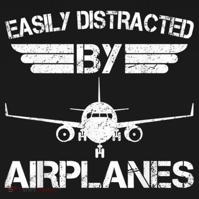 Easily Distracted By Airplanes Aviation Pilot Airplane Lover Kids T-Shirt
