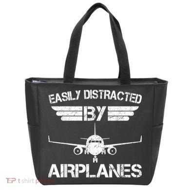 Easily Distracted By Airplanes Aviation Pilot Airplane Lover Tote Bag