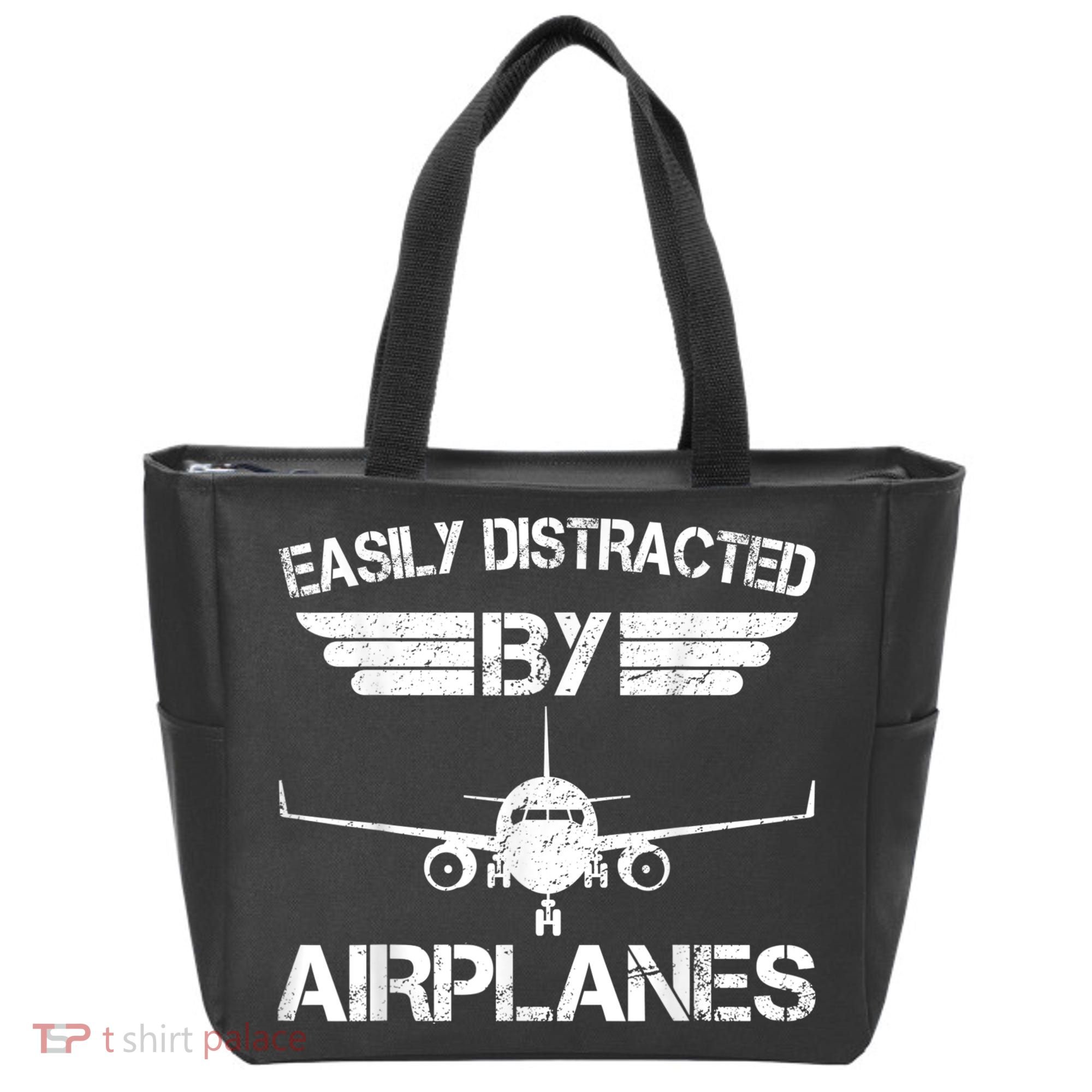Easily Distracted By Airplanes Aviation Pilot Airplane Lover Tote Bag