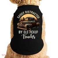 Easily Distracted By Old Pickup Trucks Classic Cars Lover Gift Doggie Tank thumb 0