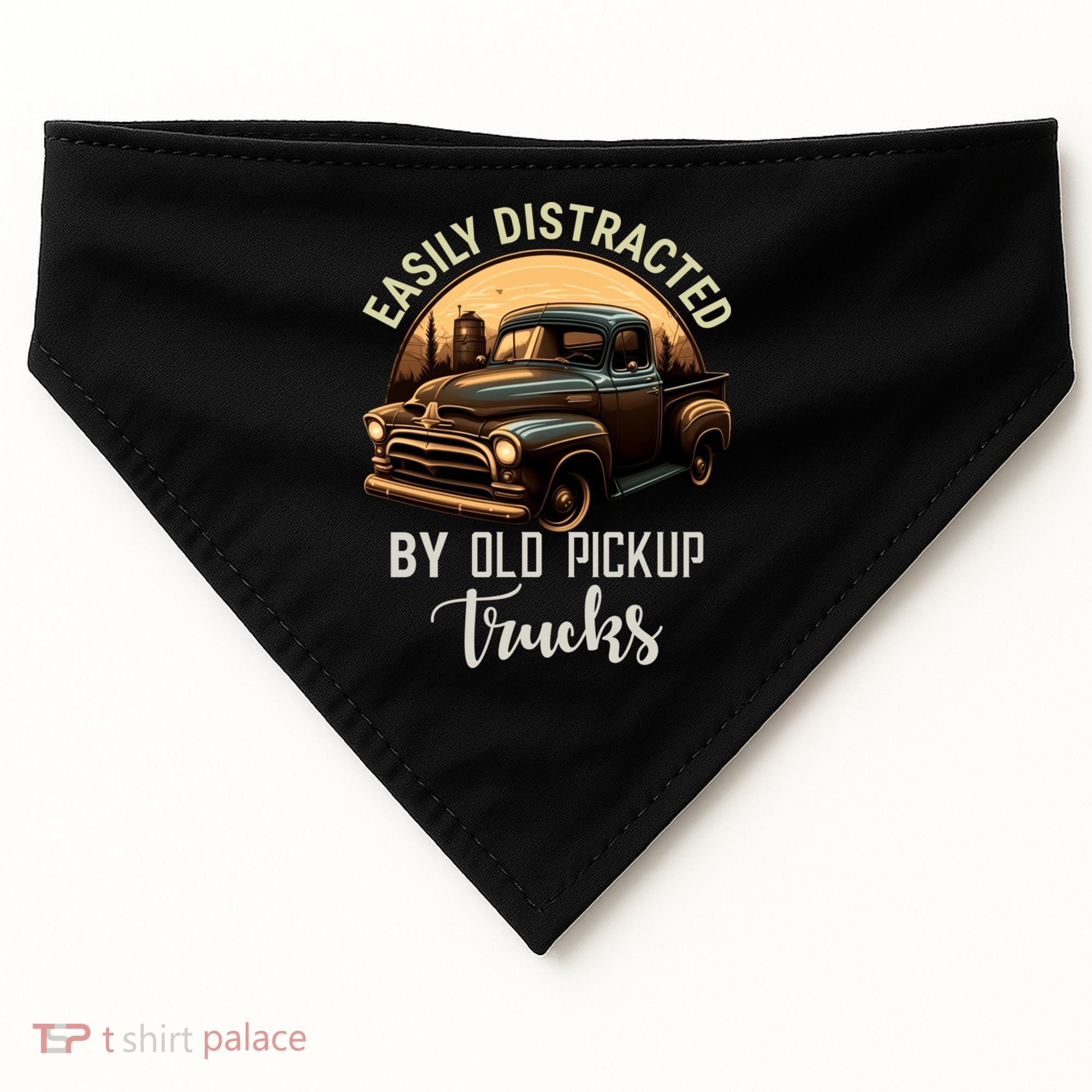 Easily Distracted By Old Pickup Trucks Classic Cars Lover Gift USA-Made Doggie Bandana