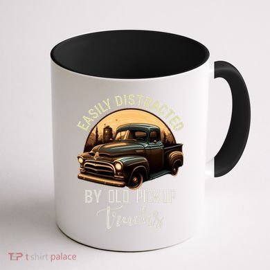 Easily Distracted By Old Pickup Trucks Classic Cars Lover Gift Coffee Mug back