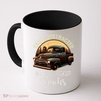 Easily Distracted By Old Pickup Trucks Classic Cars Lover Gift Coffee Mug thumb 0