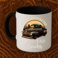 Easily Distracted By Old Pickup Trucks Classic Cars Lover Gift Coffee Mug thumb 2