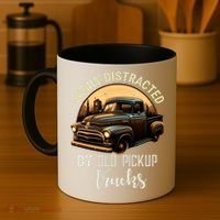 Easily Distracted By Old Pickup Trucks Classic Cars Lover Gift Coffee Mug thumb 4