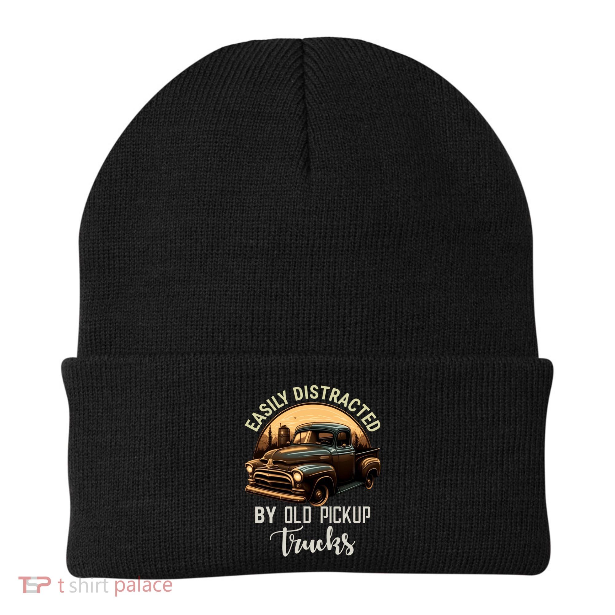Easily Distracted By Old Pickup Trucks Classic Cars Lover Gift Beanie
