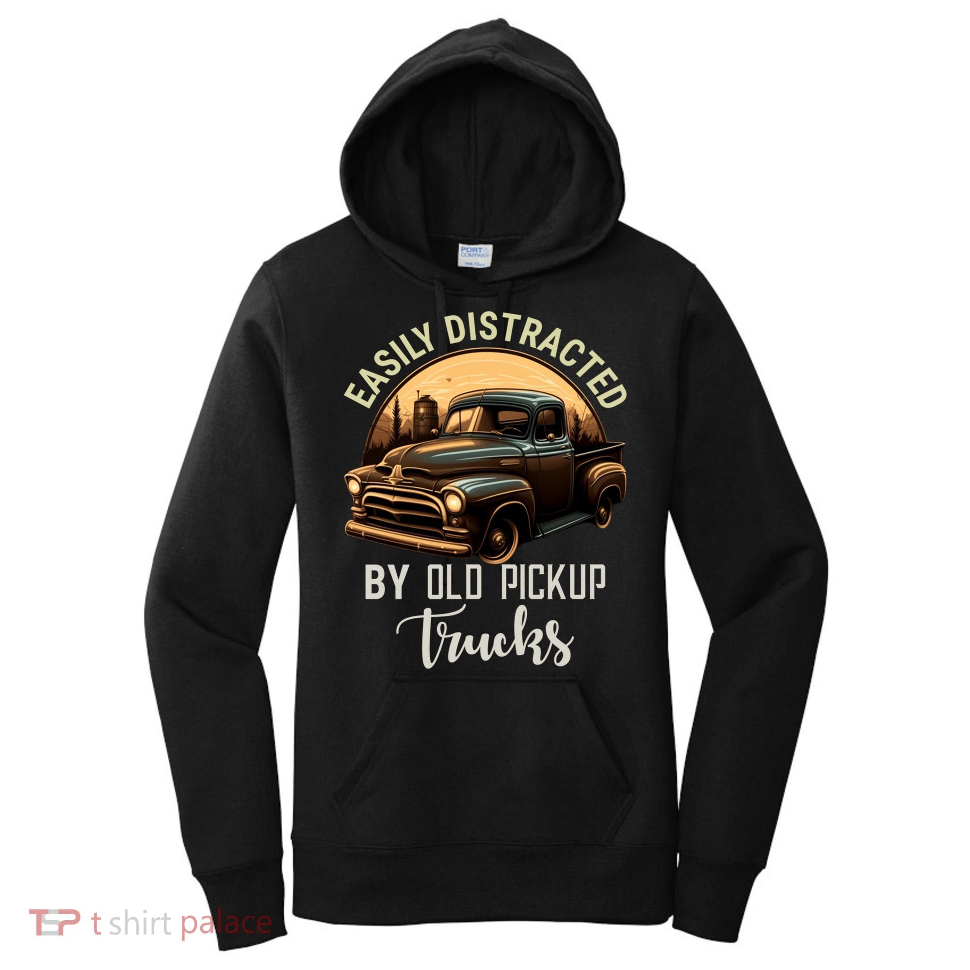 Easily Distracted By Old Pickup Trucks Classic Cars Lover Gift Women's Hoodie