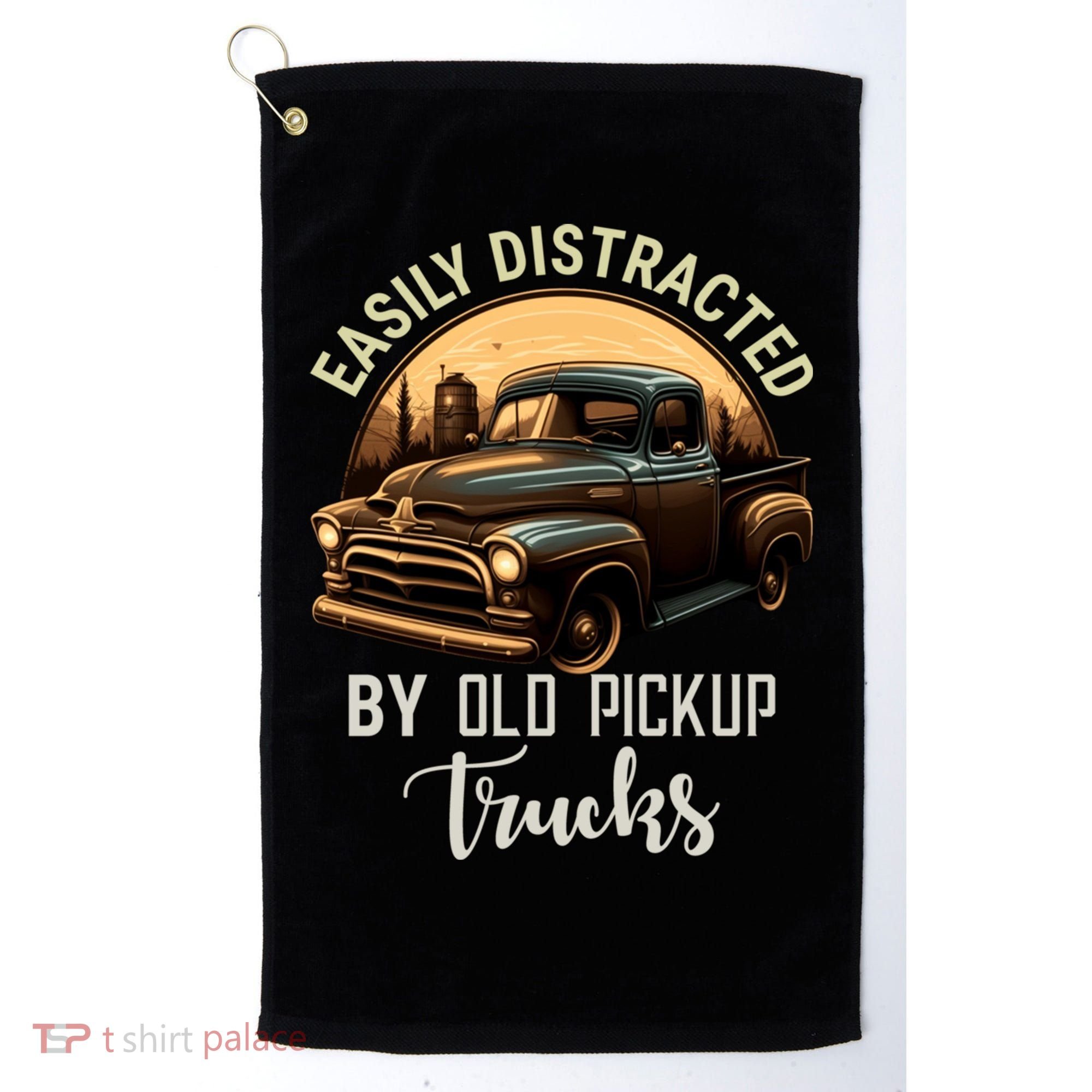 Easily Distracted By Old Pickup Trucks Classic Cars Lover Gift Golf Towel