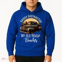 Easily Distracted By Old Pickup Trucks Classic Cars Lover Gift Hoodie thumb 2