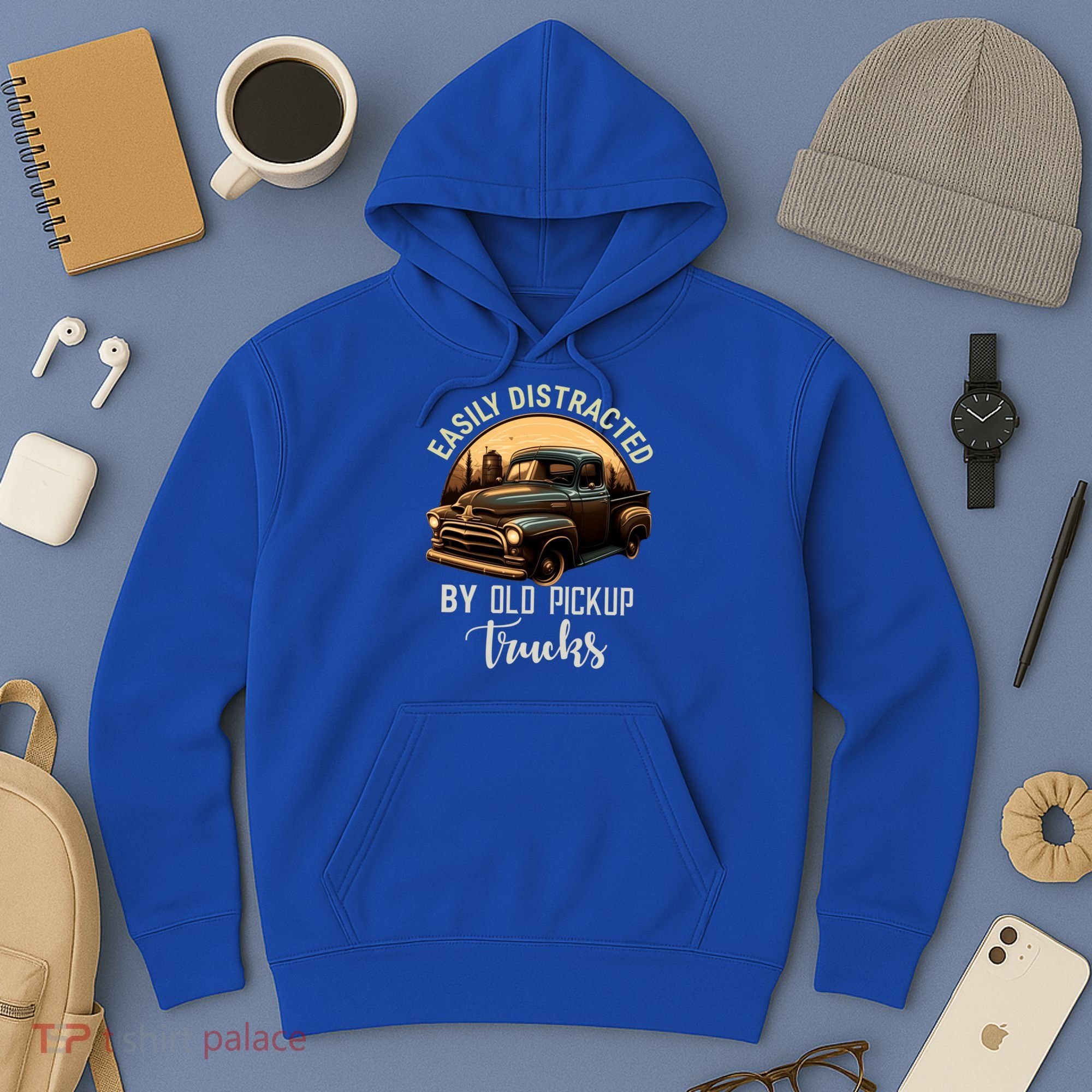 Easily Distracted By Old Pickup Trucks Classic Cars Lover Gift Hoodie