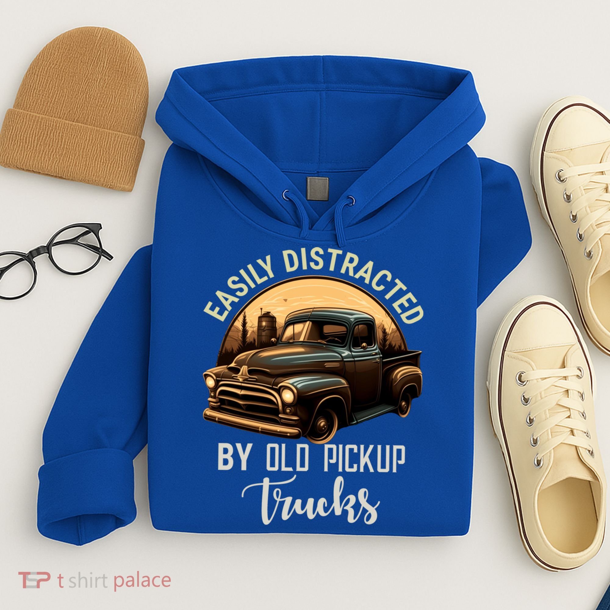 Easily Distracted By Old Pickup Trucks Classic Cars Lover Gift Hoodie
