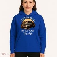 Easily Distracted By Old Pickup Trucks Classic Cars Lover Gift Hoodie thumb 5