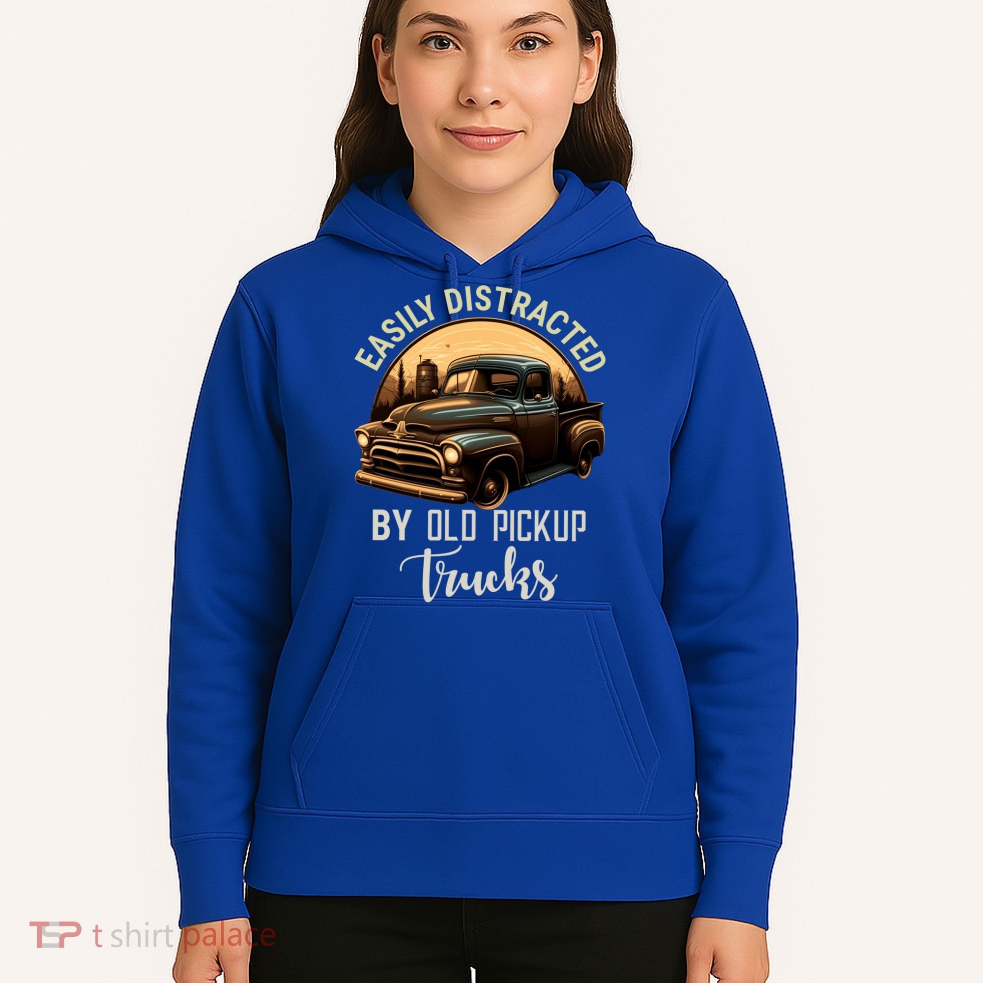 Easily Distracted By Old Pickup Trucks Classic Cars Lover Gift Hoodie
