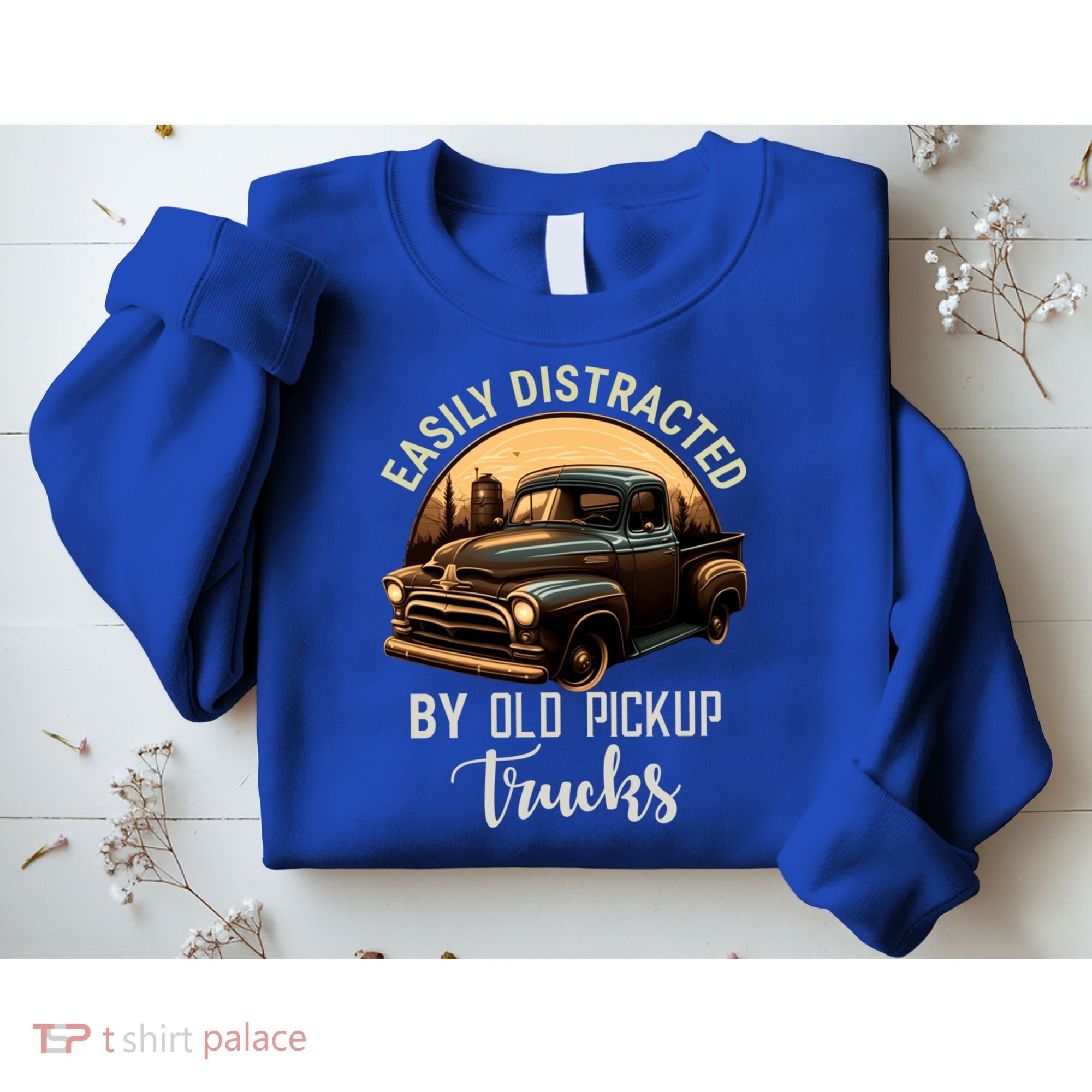 Easily Distracted By Old Pickup Trucks Classic Cars Lover Gift Sweatshirt