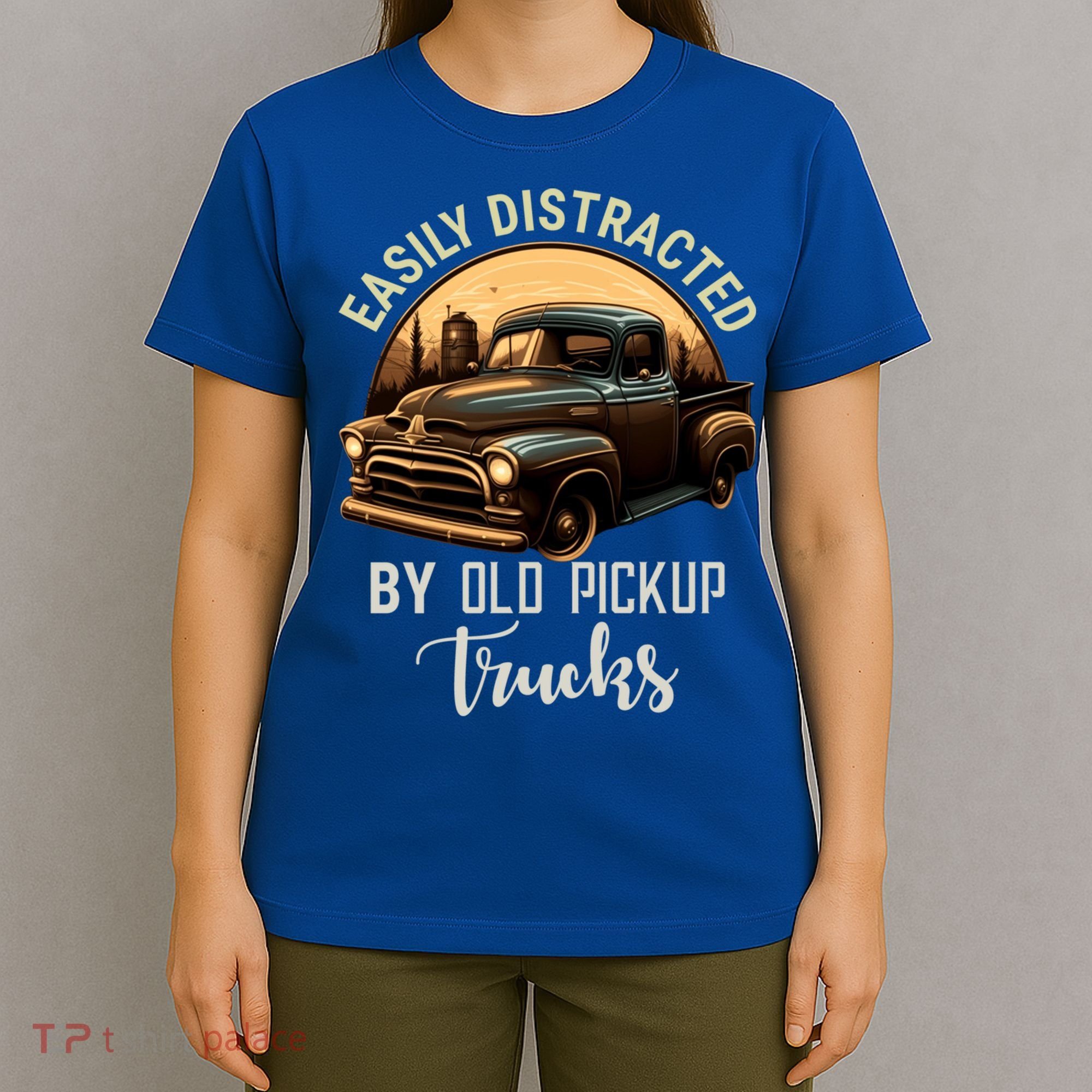 Easily Distracted By Old Pickup Trucks Classic Cars Lover Gift T-Shirt
