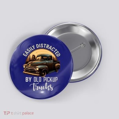 Easily Distracted By Old Pickup Trucks Classic Cars Lover Gift Button