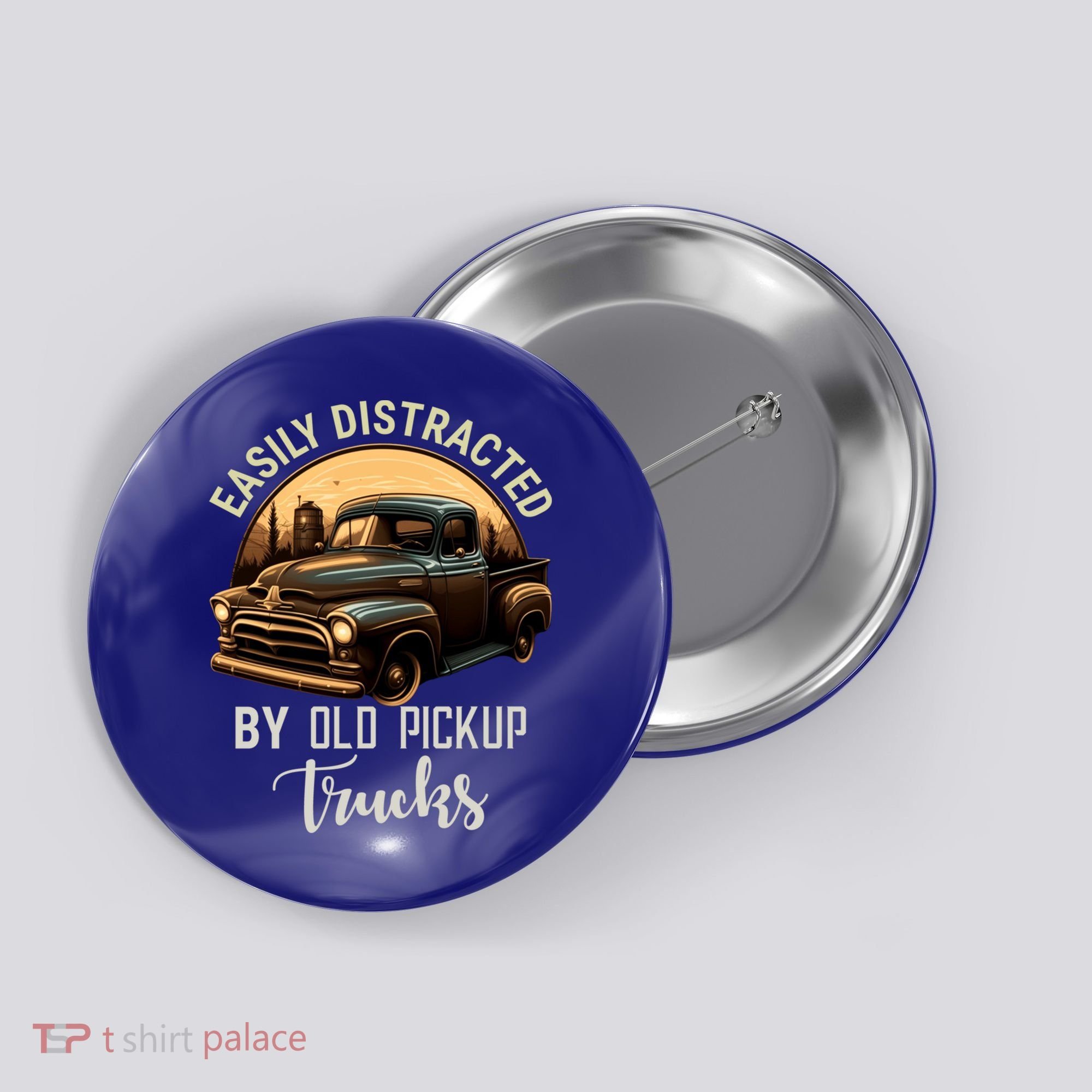 Easily Distracted By Old Pickup Trucks Classic Cars Lover Gift Button