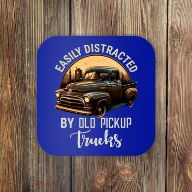 Easily Distracted By Old Pickup Trucks Classic Cars Lover Gift Coaster
