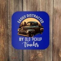 Easily Distracted By Old Pickup Trucks Classic Cars Lover Gift Coaster thumb 0