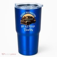 Easily Distracted By Old Pickup Trucks Classic Cars Lover Gift Tumbler thumb 0