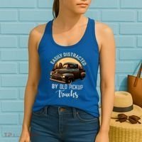 Easily Distracted By Old Pickup Trucks Classic Cars Lover Gift Women's Tank Top thumb 2