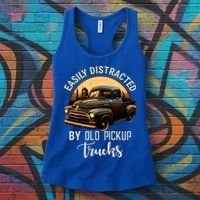 Easily Distracted By Old Pickup Trucks Classic Cars Lover Gift Women's Tank Top thumb 3