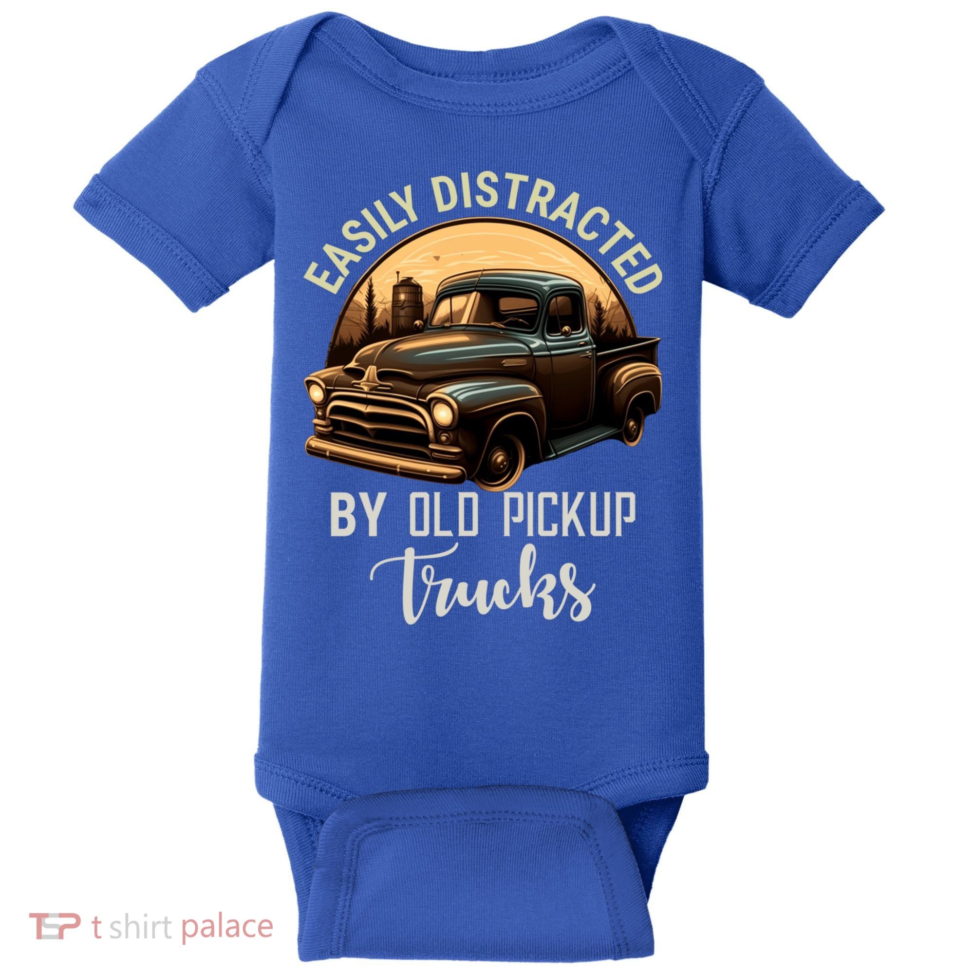 Easily Distracted By Old Pickup Trucks Classic Cars Lover Gift Baby Bodysuit