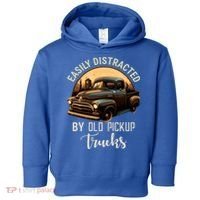 Easily Distracted By Old Pickup Trucks Classic Cars Lover Gift Toddler Hoodie thumb 0