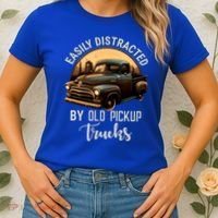 Easily Distracted By Old Pickup Trucks Classic Cars Lover Gift Women's T-Shirt thumb 2