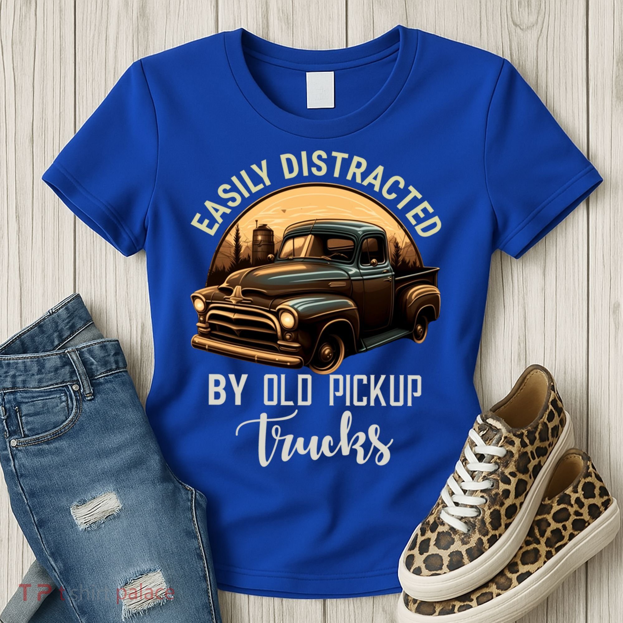 Easily Distracted By Old Pickup Trucks Classic Cars Lover Gift Women's T-Shirt