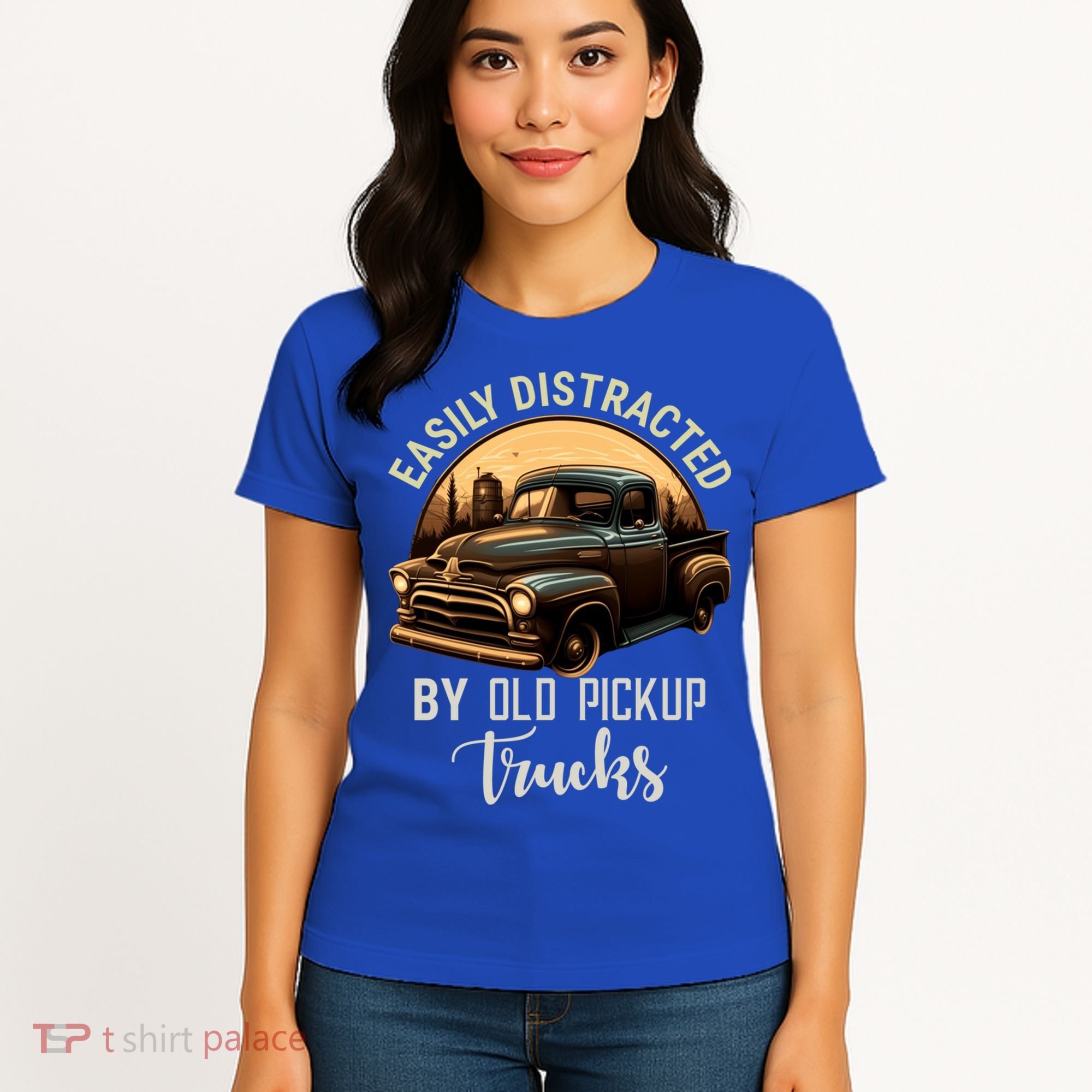 Easily Distracted By Old Pickup Trucks Classic Cars Lover Gift Women's T-Shirt