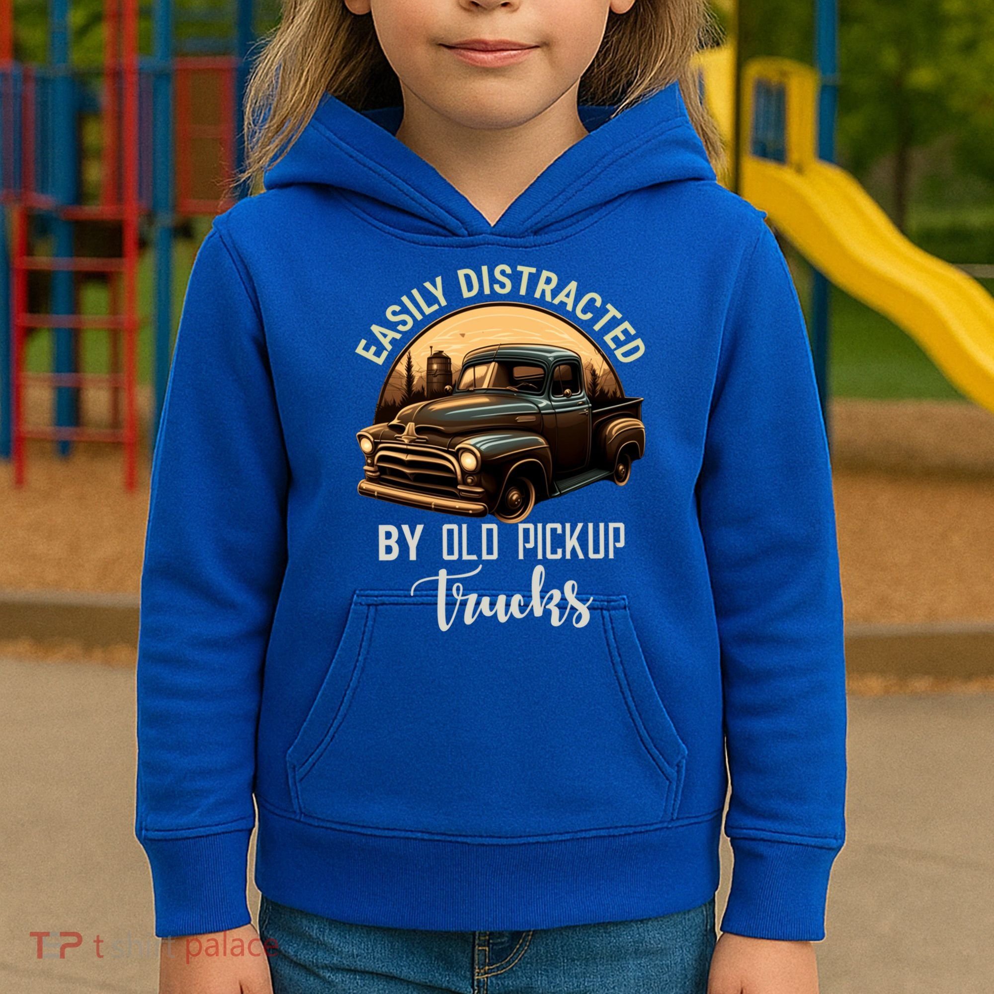 Easily Distracted By Old Pickup Trucks Classic Cars Lover Gift Kids Hoodie