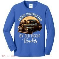 Easily Distracted By Old Pickup Trucks Classic Cars Lover Gift Kids Long Sleeve Shirt thumb 0