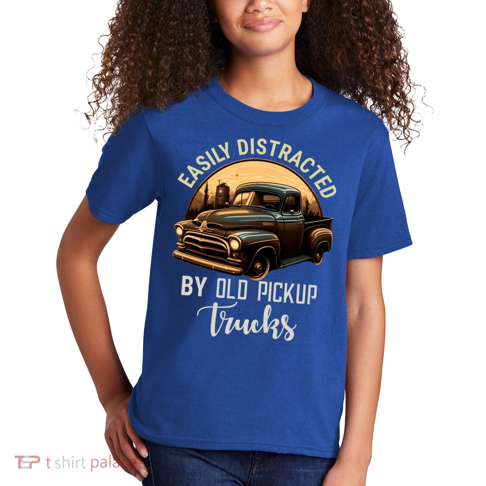 Easily Distracted By Old Pickup Trucks Classic Cars Lover Gift Kids T-Shirt