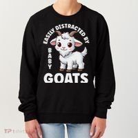 Easily Distracted By Baby Goats Farmer Baby Goat Breed Lover Women's Sweatshirt thumb 0