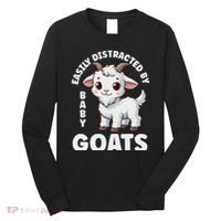 Easily Distracted By Baby Goats Farmer Baby Goat Breed Lover Long Sleeve Shirt thumb 0