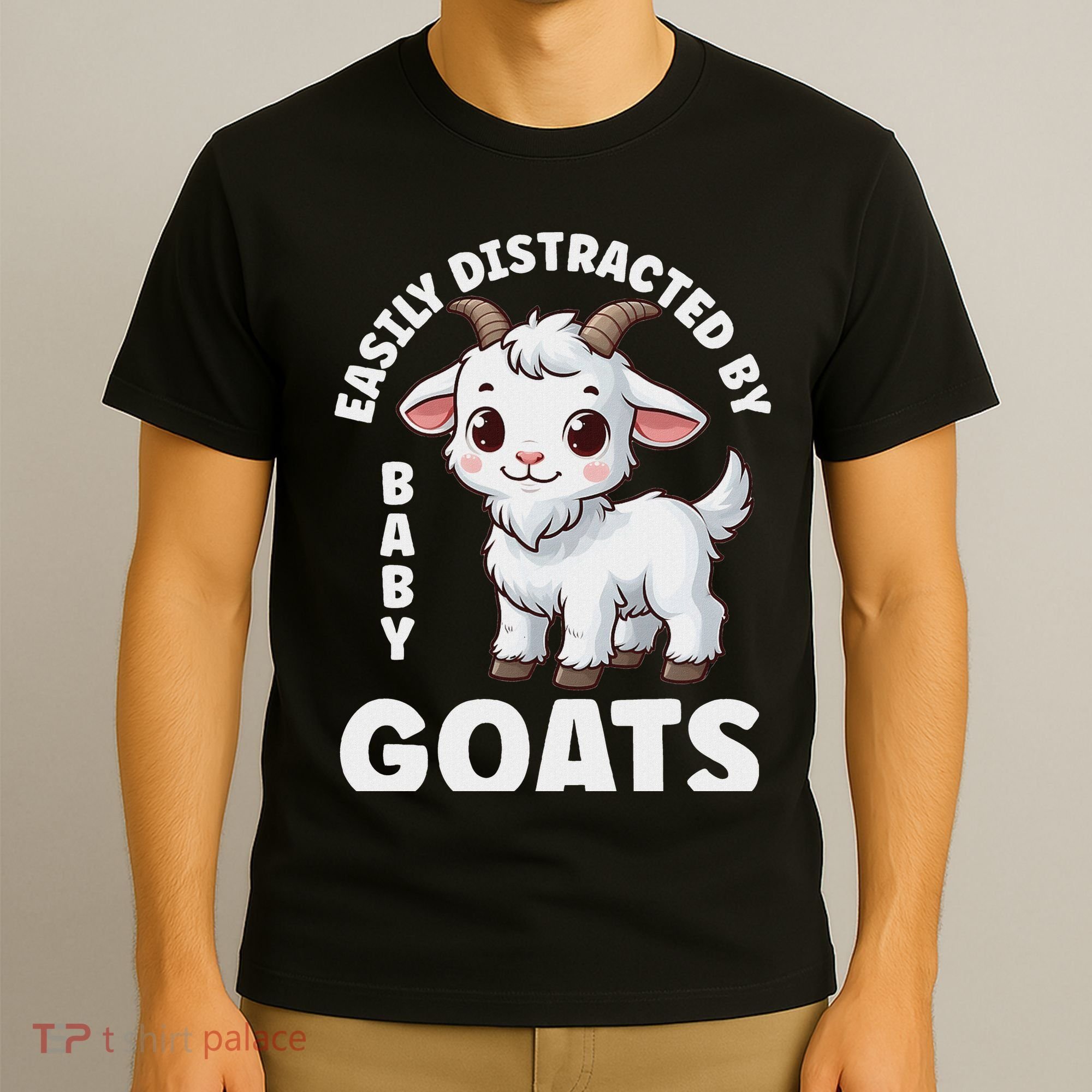 Easily Distracted By Baby Goats Farmer Baby Goat Breed Lover T-Shirt