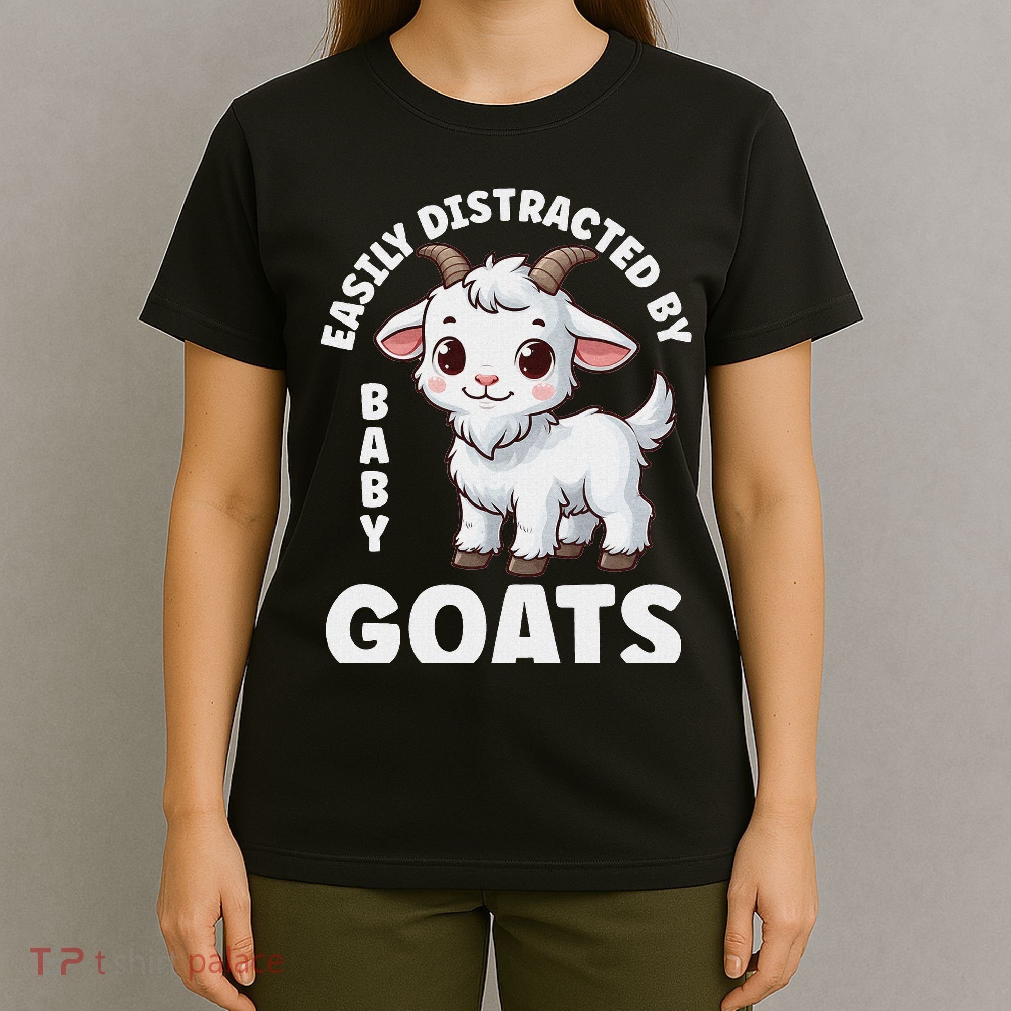 Easily Distracted By Baby Goats Farmer Baby Goat Breed Lover T-Shirt