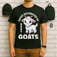 Easily Distracted By Baby Goats Farmer Baby Goat Breed Lover T-Shirt thumb 6