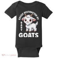 Easily Distracted By Baby Goats Farmer Baby Goat Breed Lover Baby Bodysuit thumb 0