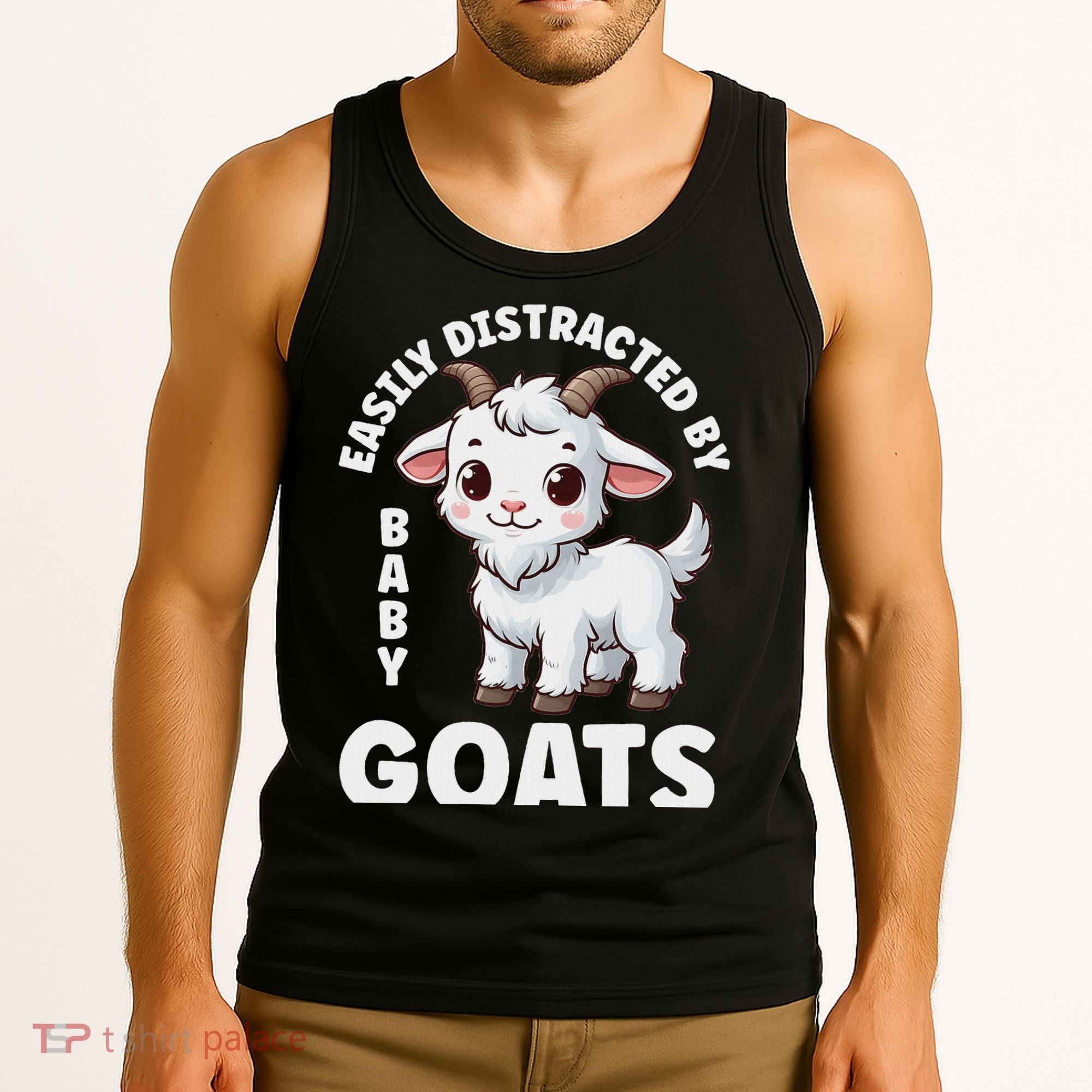 Easily Distracted By Baby Goats Farmer Baby Goat Breed Lover Tank Top