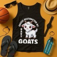 Easily Distracted By Baby Goats Farmer Baby Goat Breed Lover Tank Top thumb 4