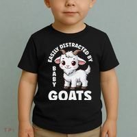 Easily Distracted By Baby Goats Farmer Baby Goat Breed Lover Toddler T-Shirt thumb 2