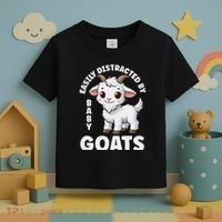 Easily Distracted By Baby Goats Farmer Baby Goat Breed Lover Toddler T-Shirt thumb 3